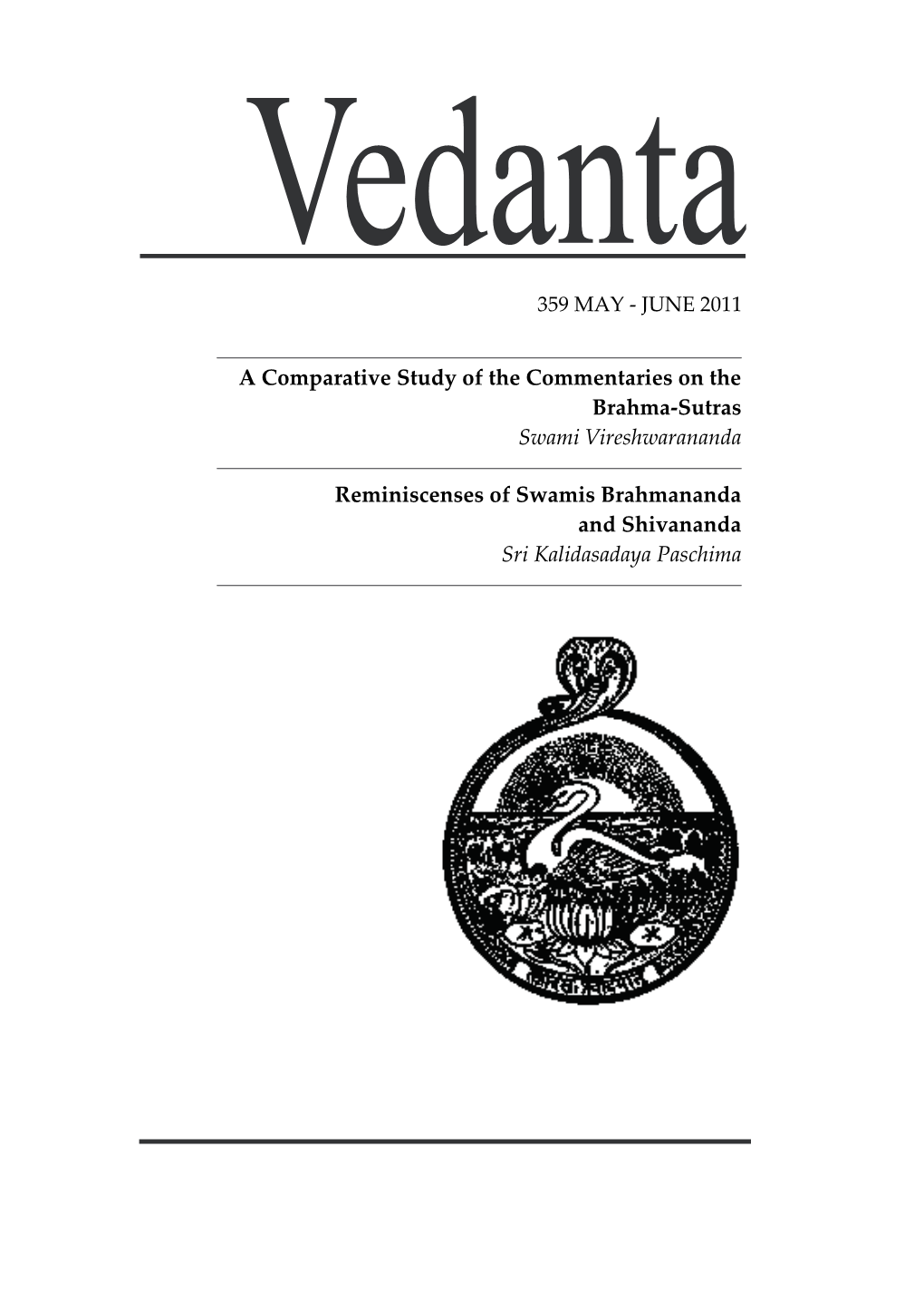 A Comparative Study of the Commentaries on the Brahma-Sutras Swami Vireshwarananda