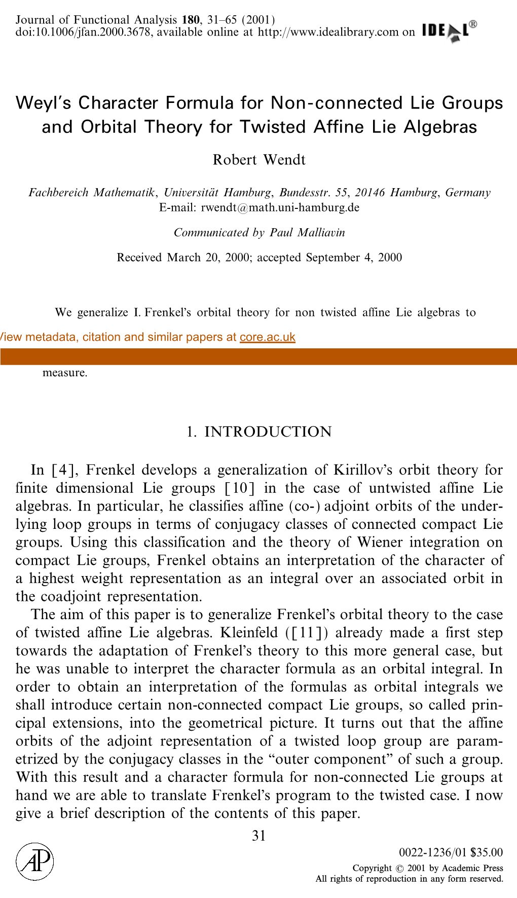 Weyl's Character Formula for Non-Connected Lie Groups and Orbital Theory for Twisted Affine Lie Algebras