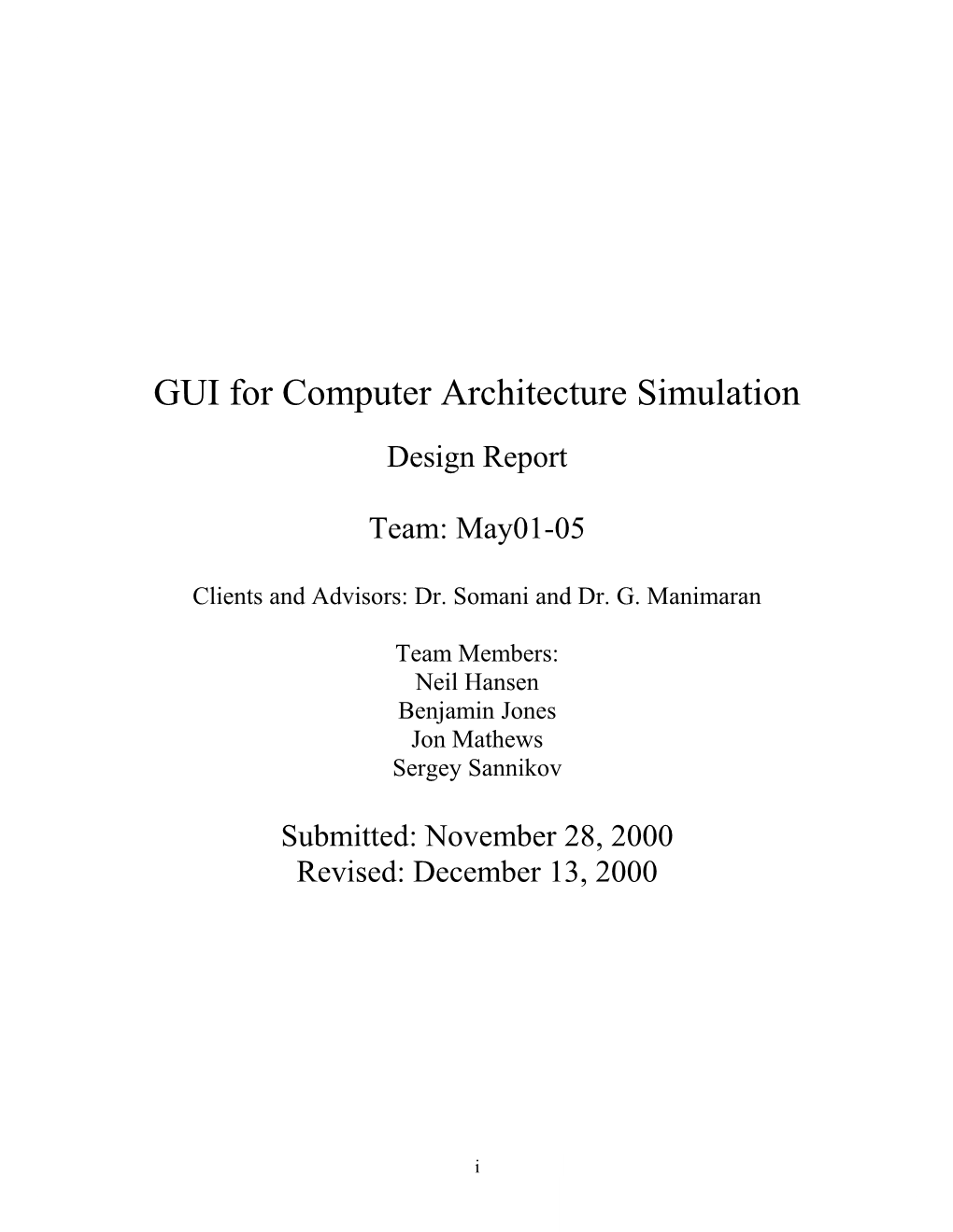 GUI for Computer Architecture Simulation