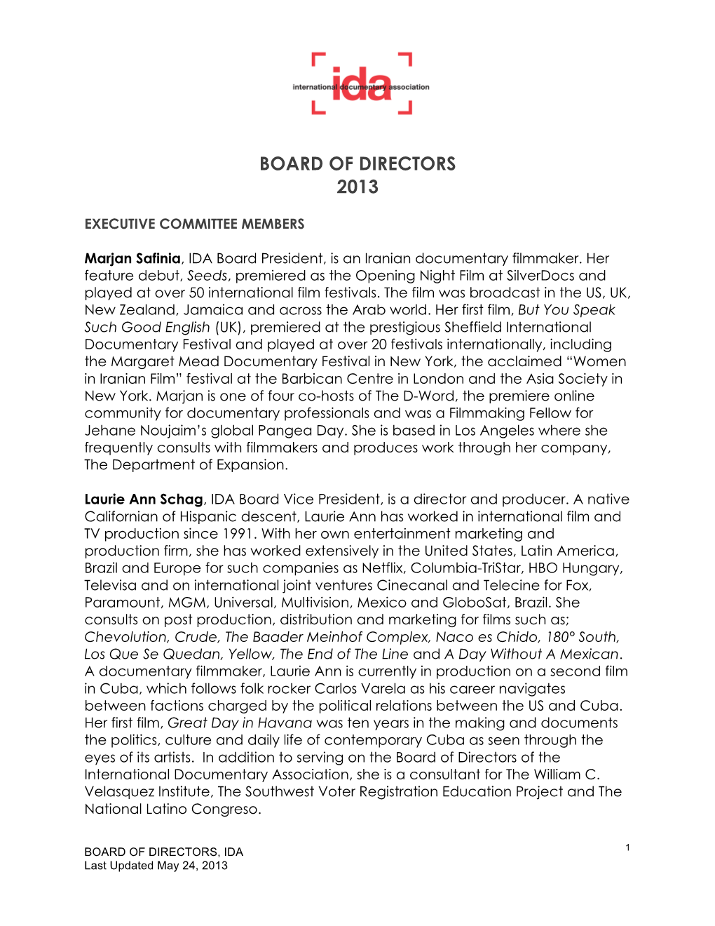 Board of Directors 2013