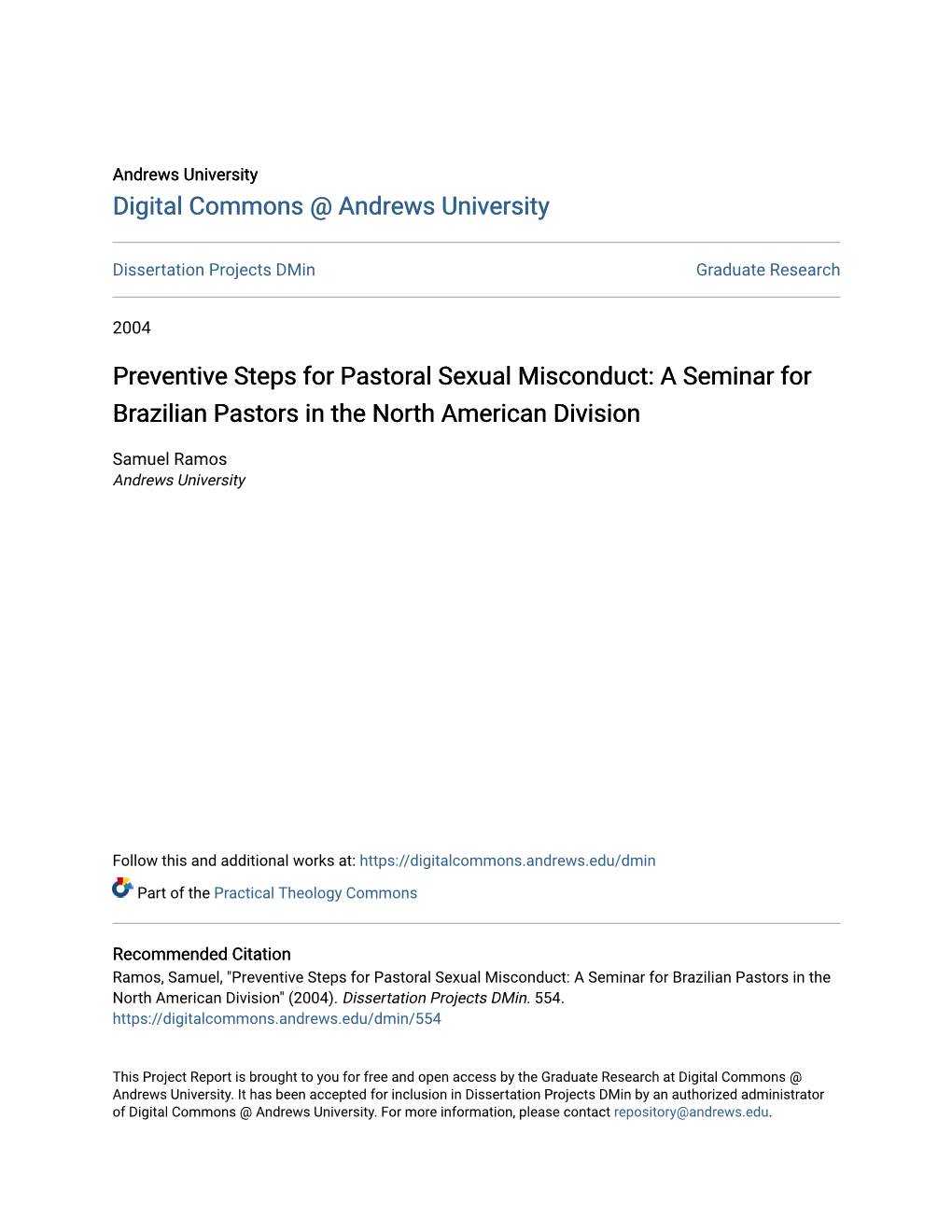 Preventive Steps for Pastoral Sexual Misconduct: a Seminar for Brazilian Pastors in the North American Division