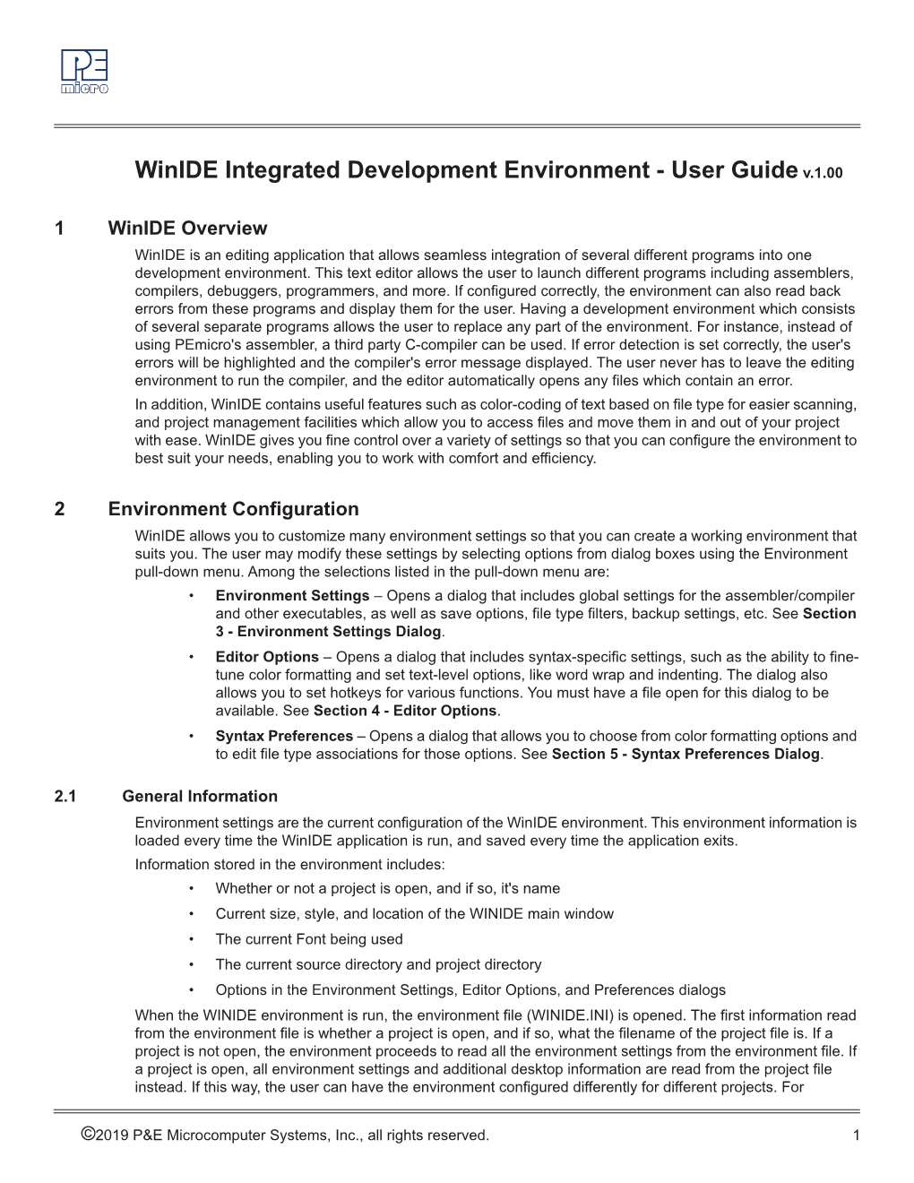 Winide Integrated Development Environment - User Guide V.1.00