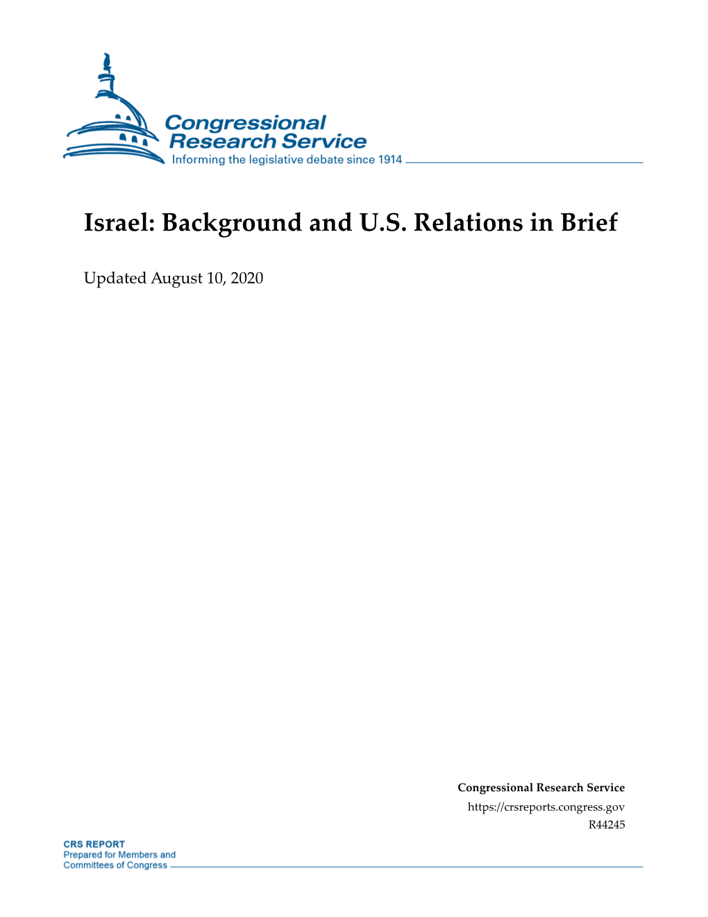 Israel: Background and US Relations in Brief