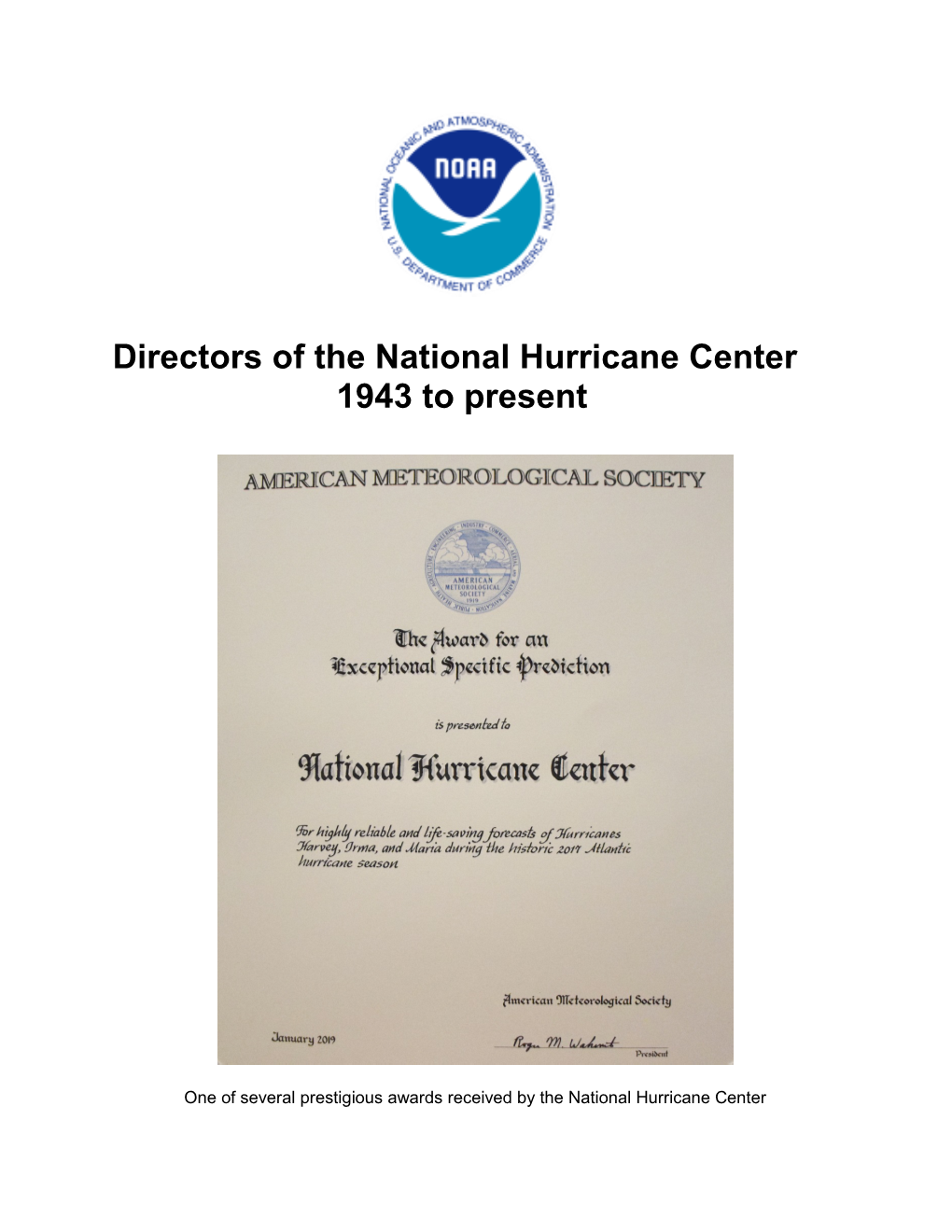 Directors of the National Hurricane Center 1943 to Present