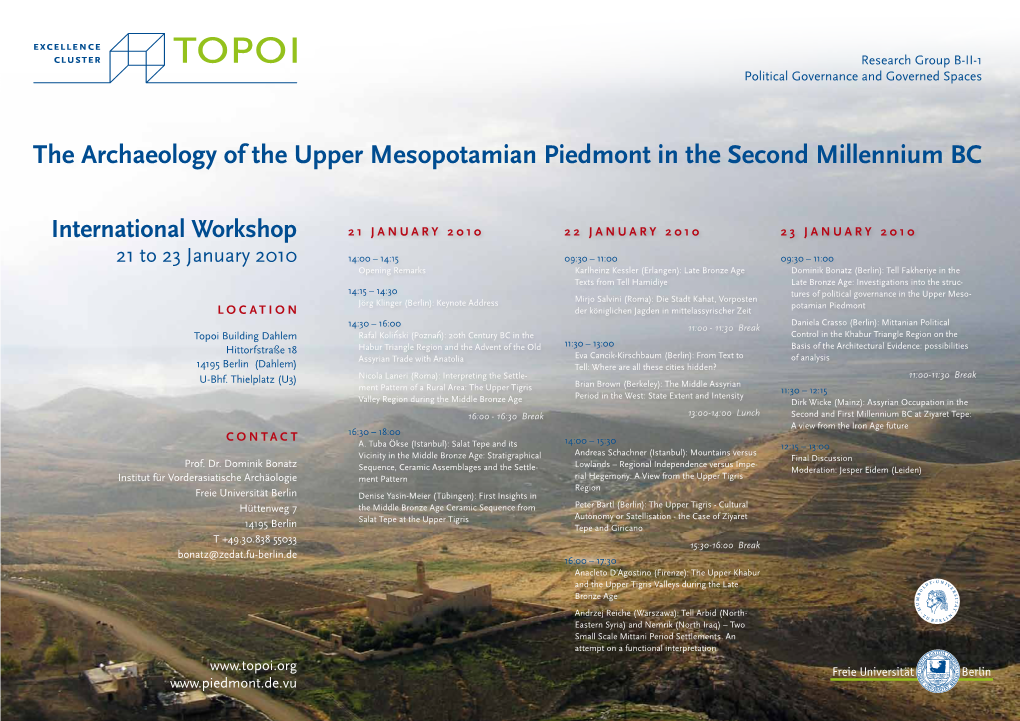 The Archaeology of the Upper Mesopotamian Piedmont in the Second Millennium BC