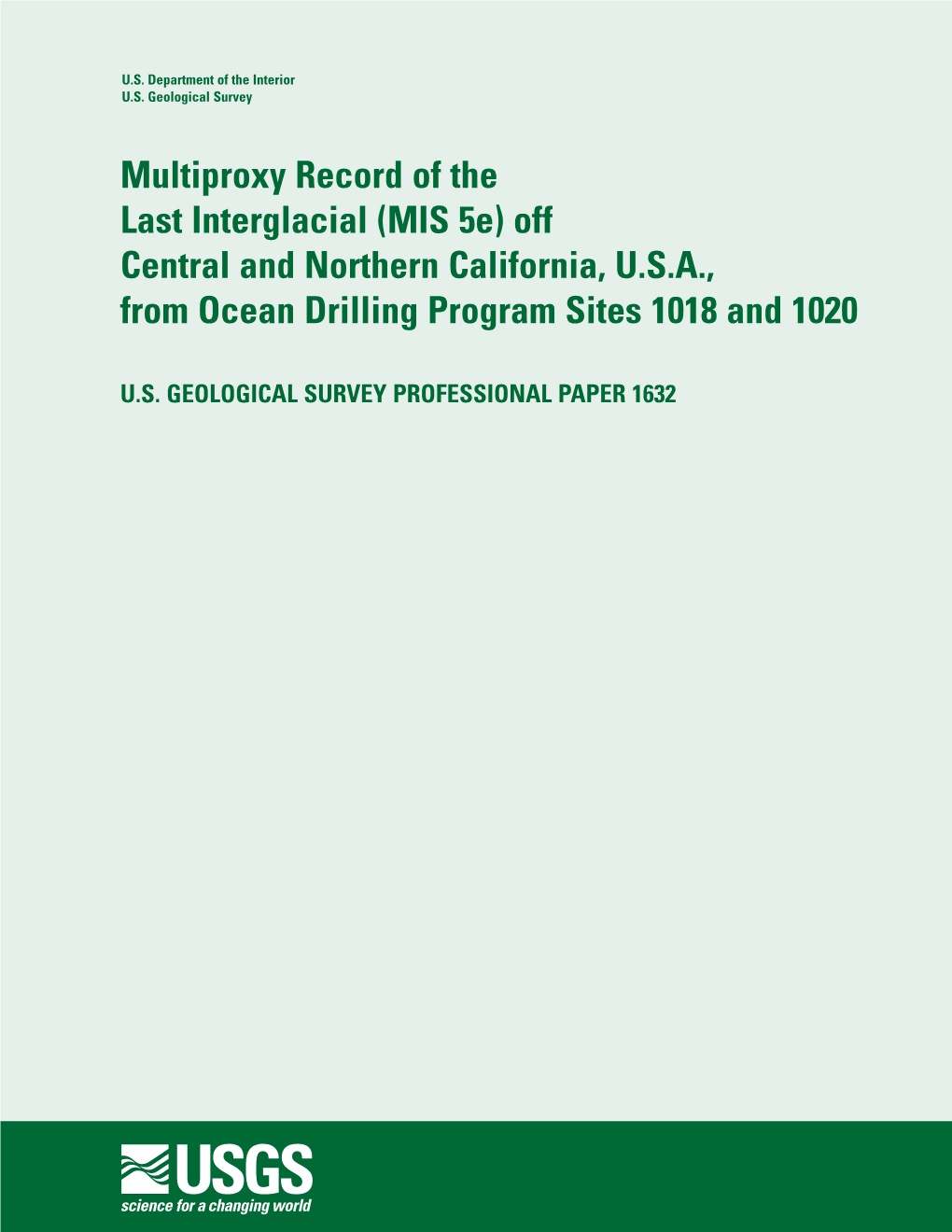 (MIS 5E) Off Central and Northern California, USA, from Ocean Drilling