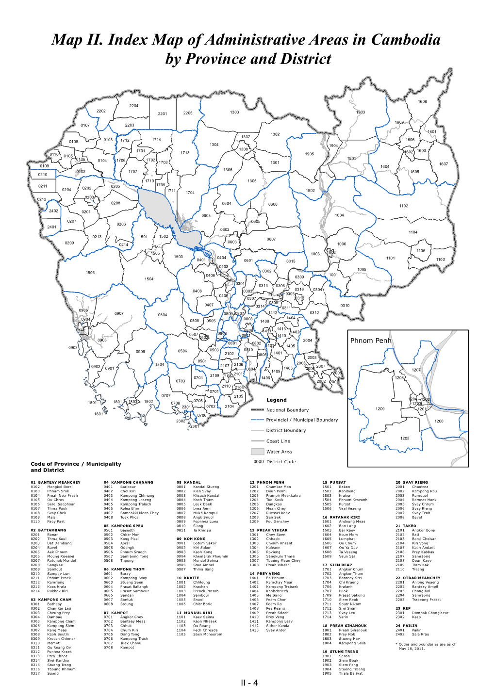 Map II. Index Map of Administrative Areas in Cambodia by Province and District