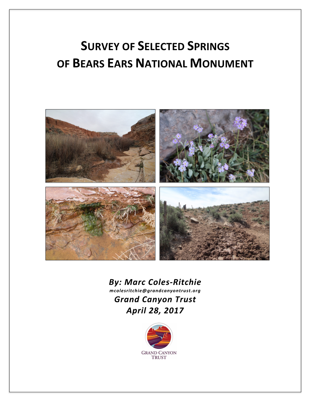 Survey of Selected Springs of Bears Ears National