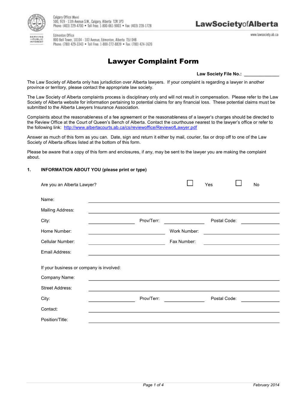 Lawyer Complaint Form