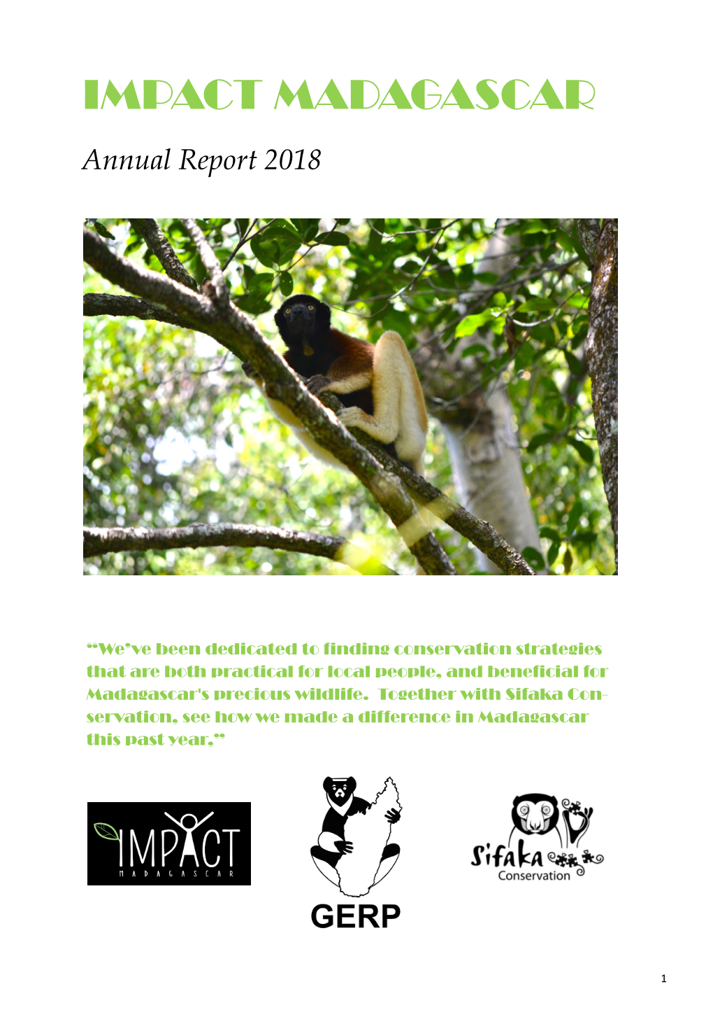 Annual Report 2018 Sifaka Conservation.Pub