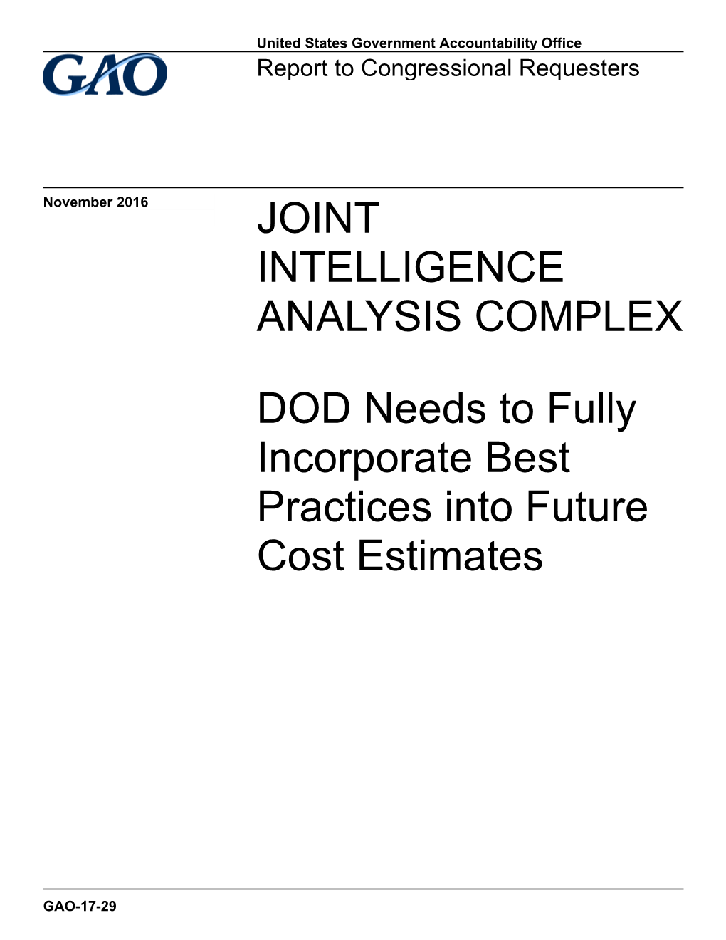 Gao-17-29, Joint Intelligence