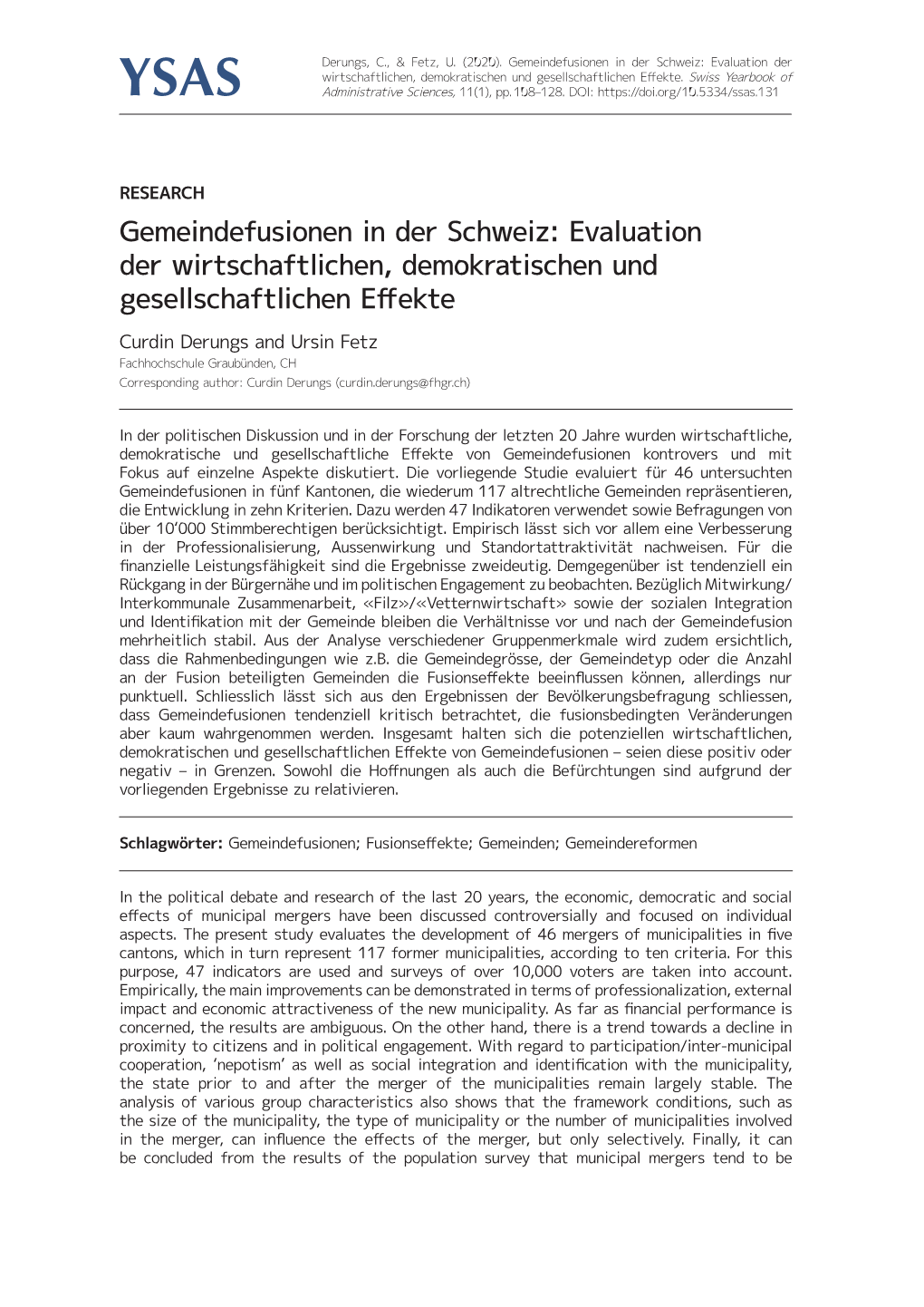 Evaluation Der Wirtschaftlichen, Demokratischen Und Gesellschaftlichen Effekte