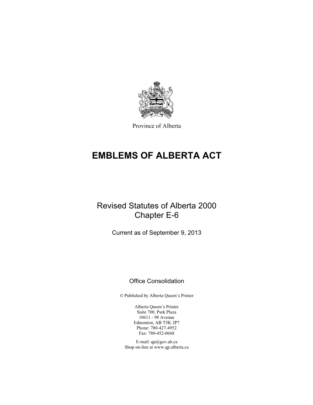 Emblems of Alberta Act