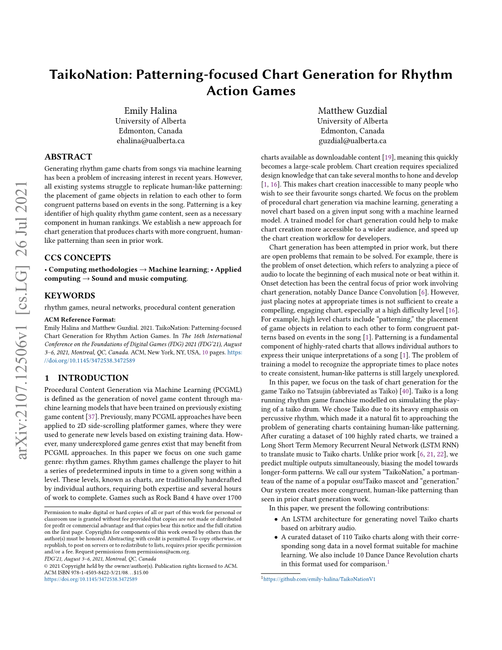 Downloadable Content [19], Meaning This Quickly Generating Rhythm Game Charts from Songs Via Machine Learning Becomes a Large-Scale Problem