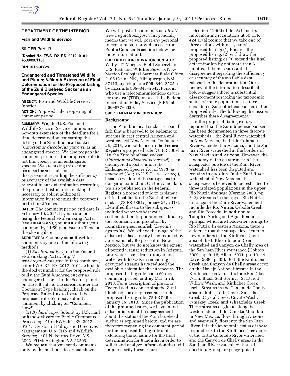 Federal Register/Vol. 79, No. 6/Thursday, January 9, 2014