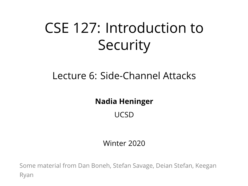 CSE 127: Introduction to Security