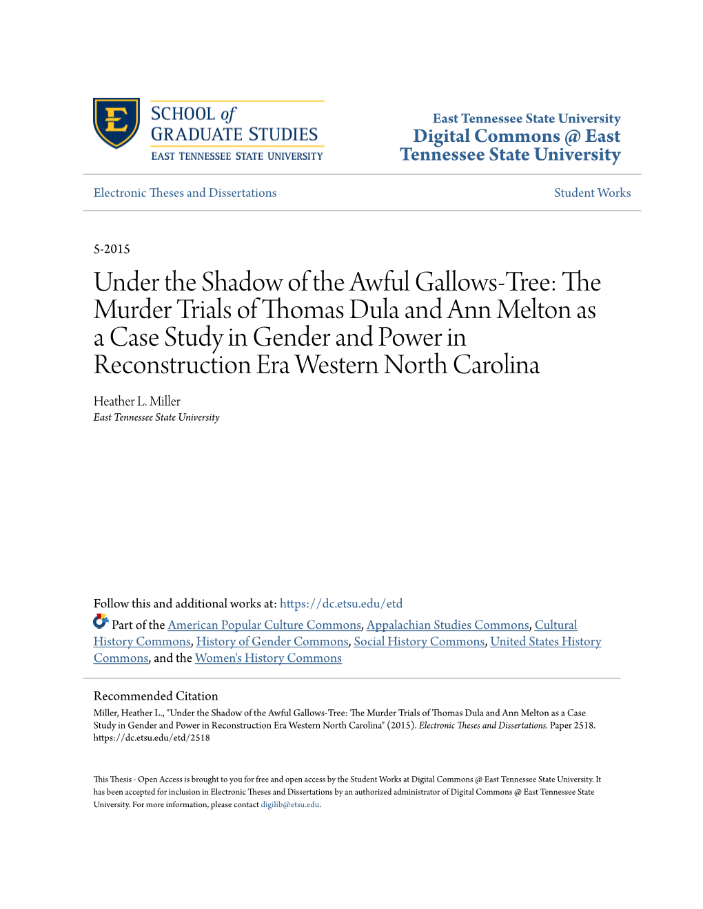 Under the Shadow of the Awful Gallows-Tree: the Murder Trials Of