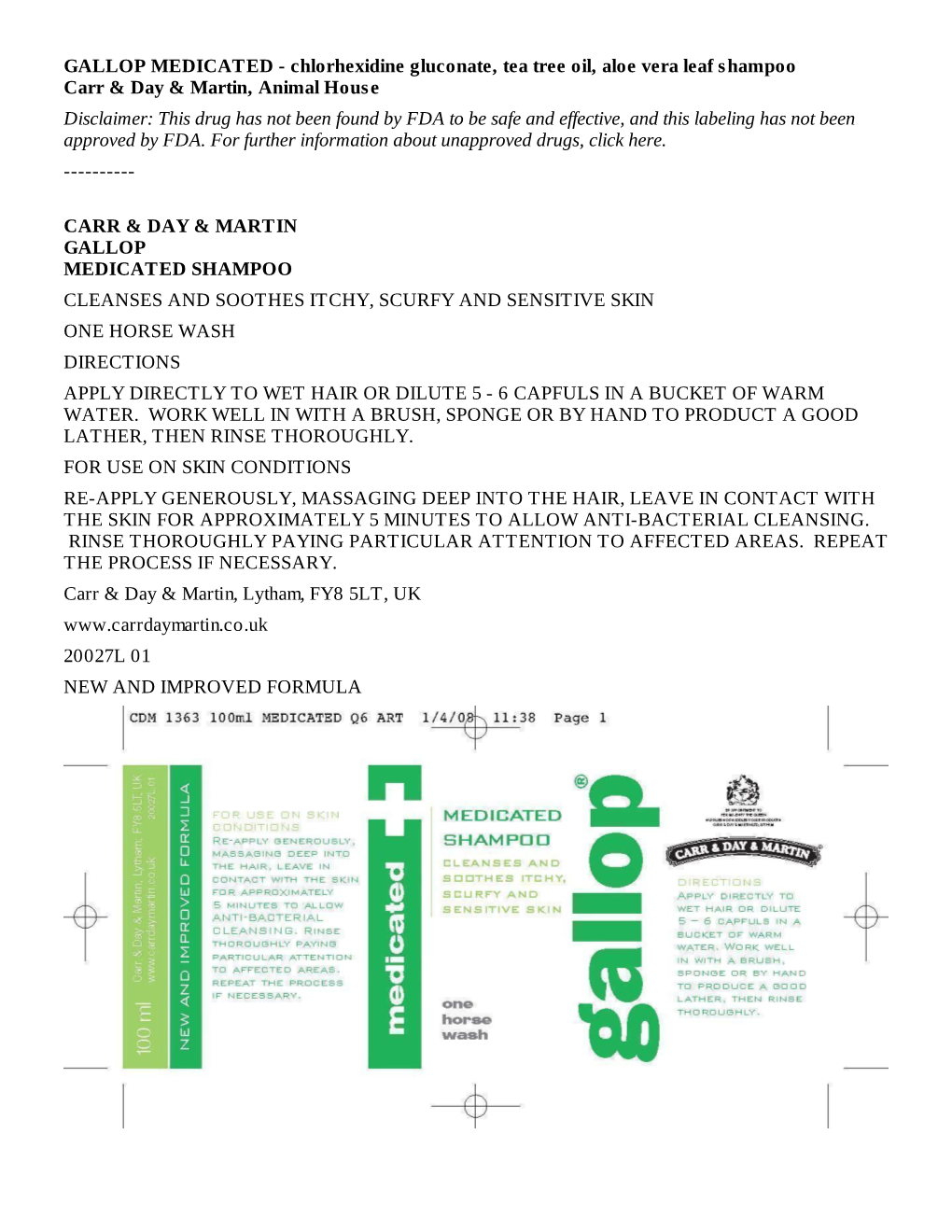 Chlorhexidine Gluconate, Tea Tree Oil, Aloe Vera Leaf Shampoo