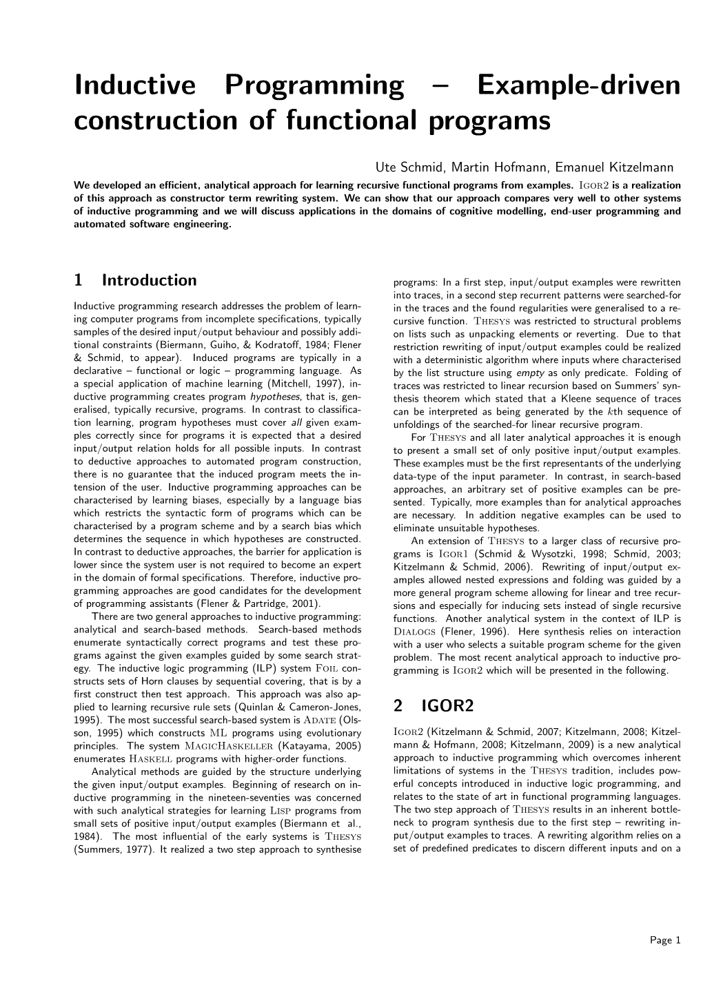 Example-Driven Construction of Functional Programs