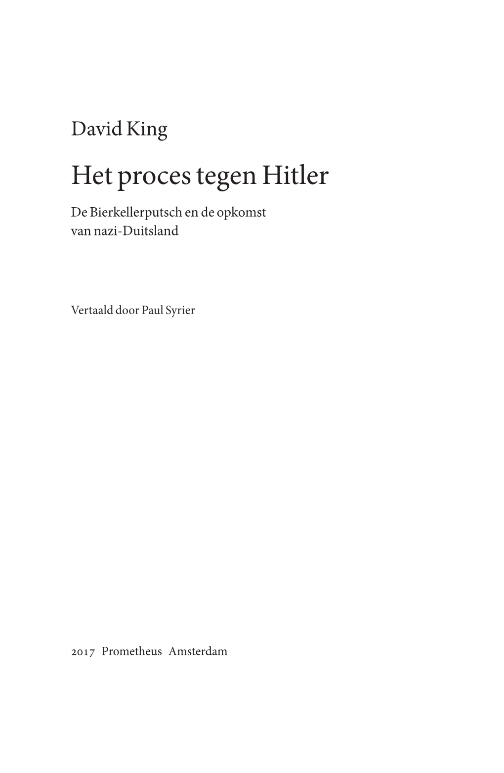 David King Het Proces Tegen Hitler