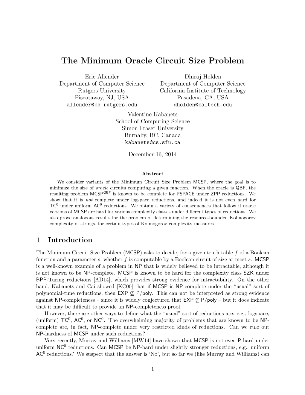 The Minimum Oracle Circuit Size Problem