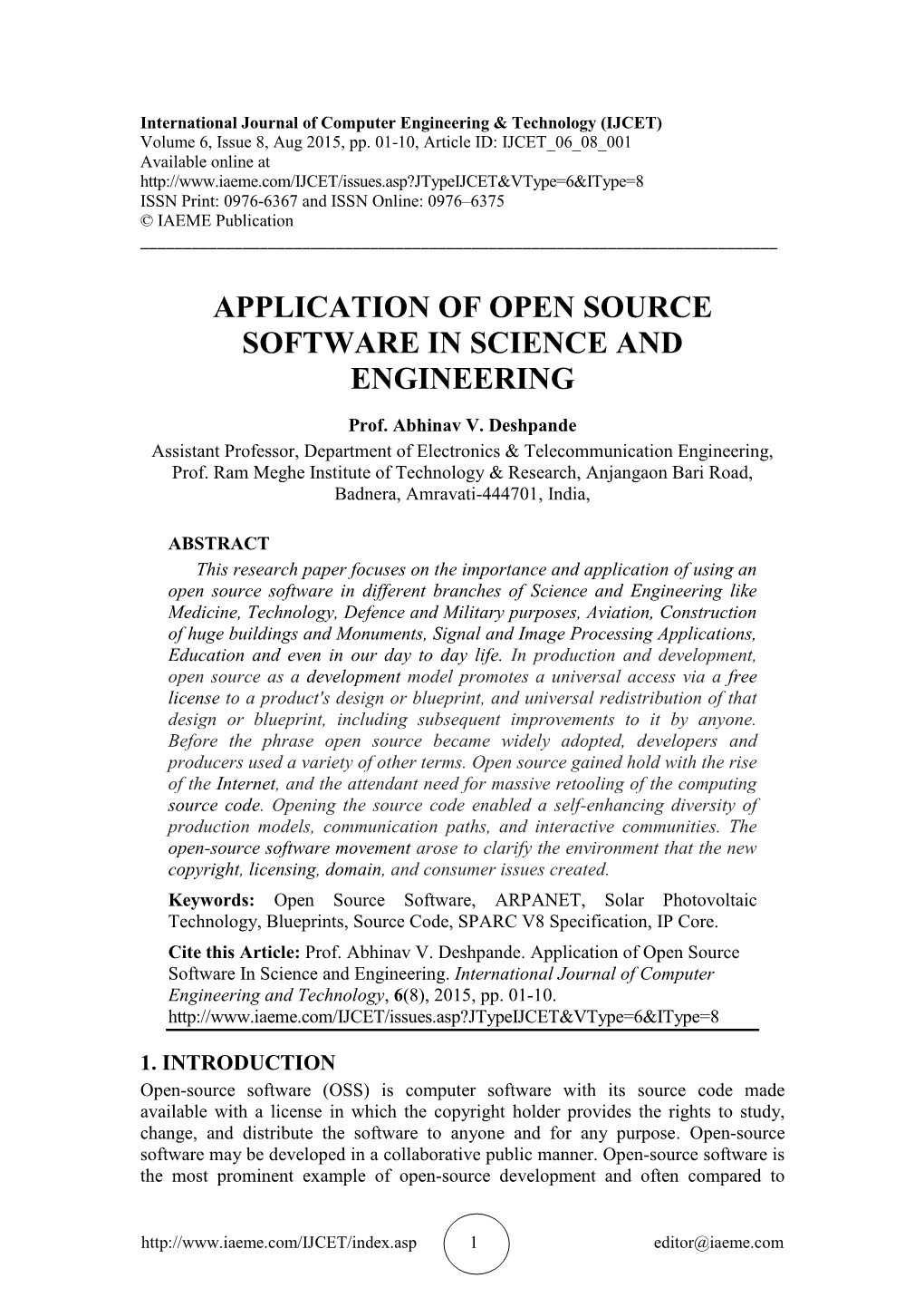 Application of Open Source Software in Science and Engineering