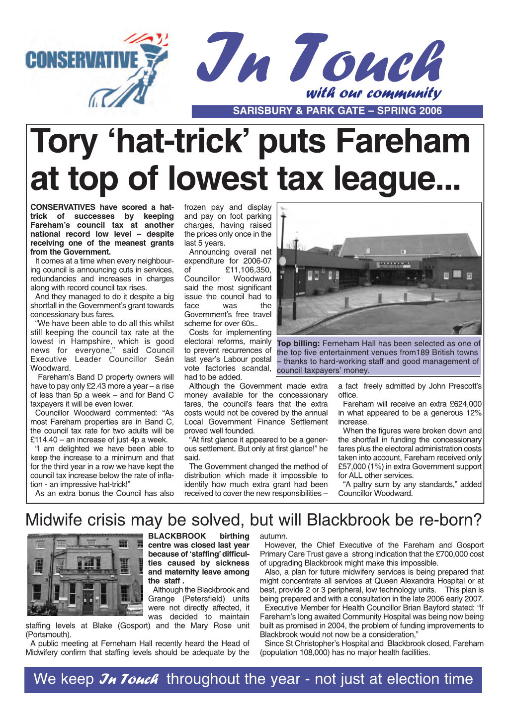 PARK GATE – SPRING 2006 Tory ‘Hat-Trick’ Puts Fareham at Top of Lowest Tax League