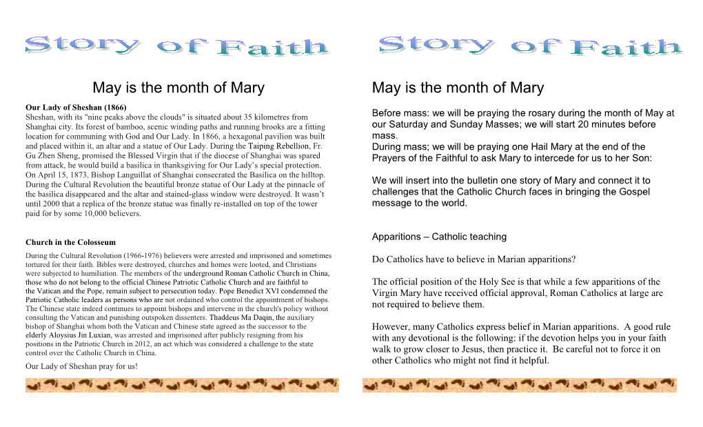 May Is the Month of Mary May Is the Month of Mary