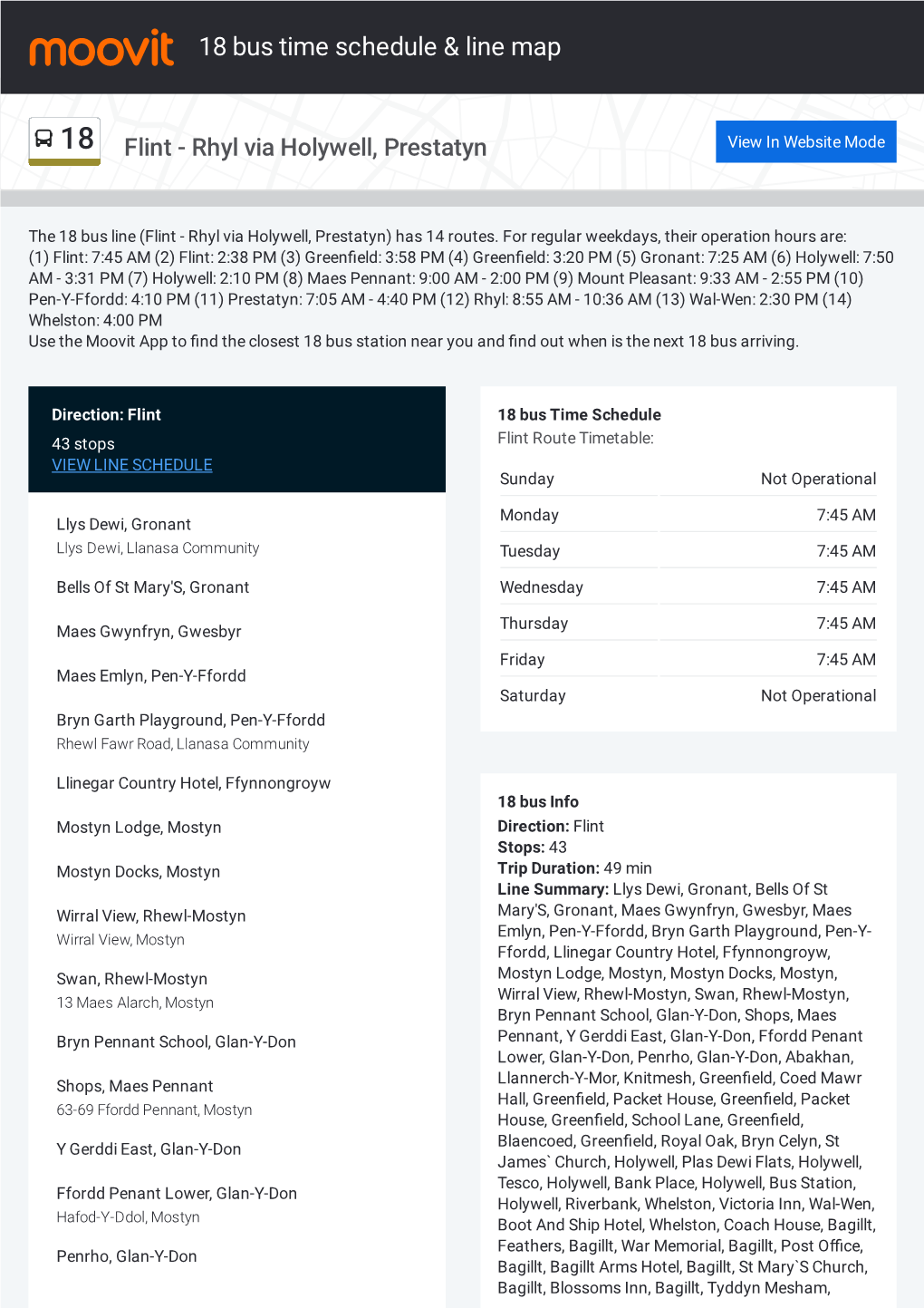 18 Bus Time Schedule & Line Route