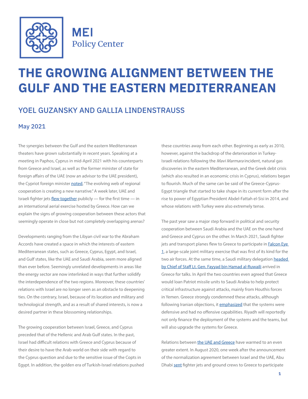 The Growing Alignment Between the Gulf and the Eastern Mediterranean