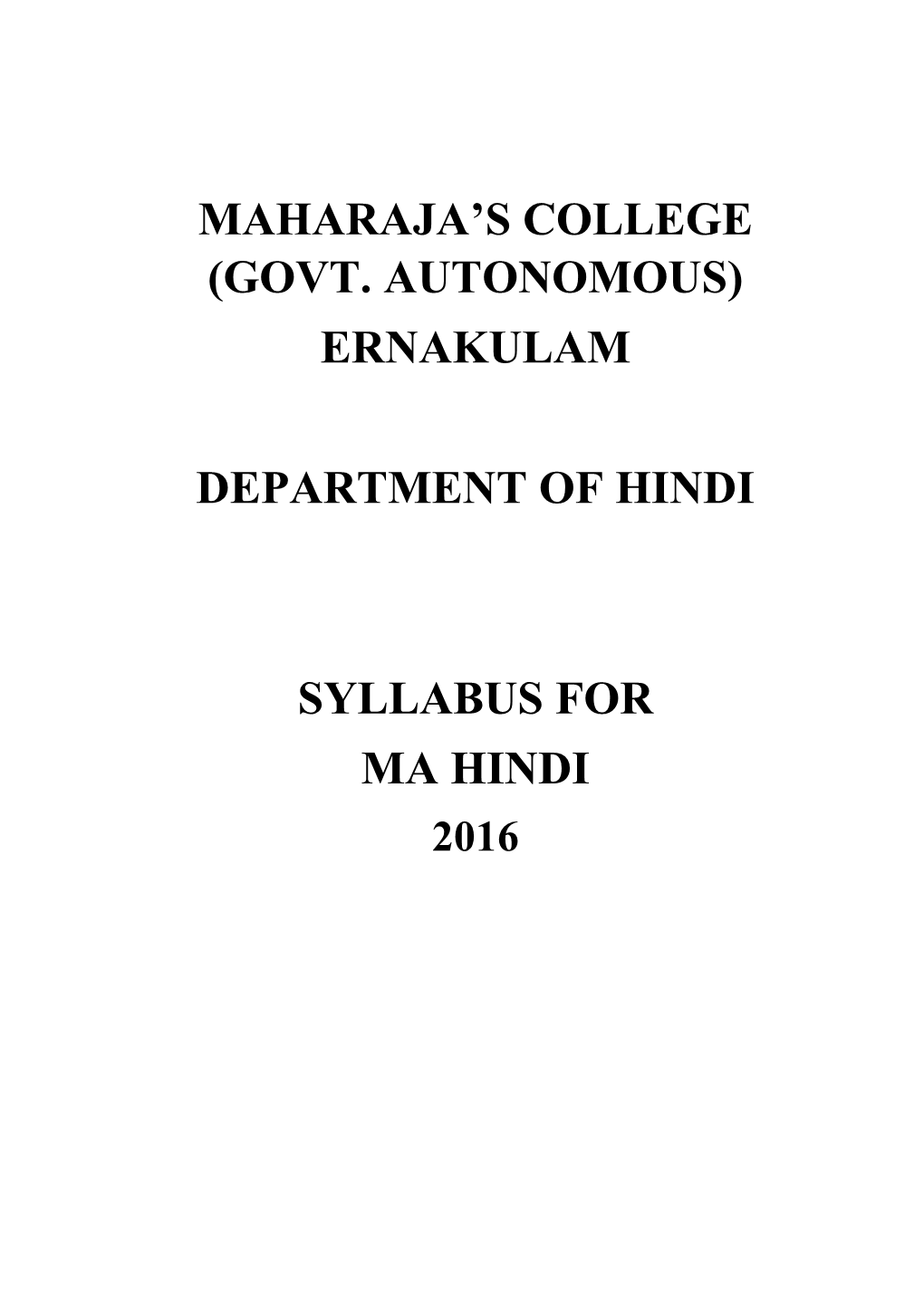 Ernakulam Department of Hindi