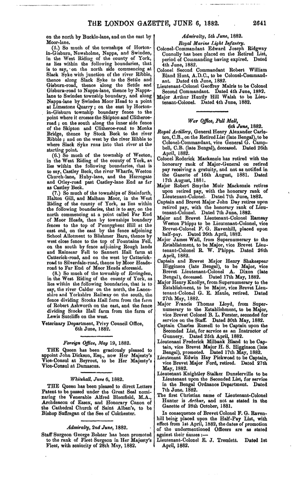 The London Gazette, June 6, 1882. 2641