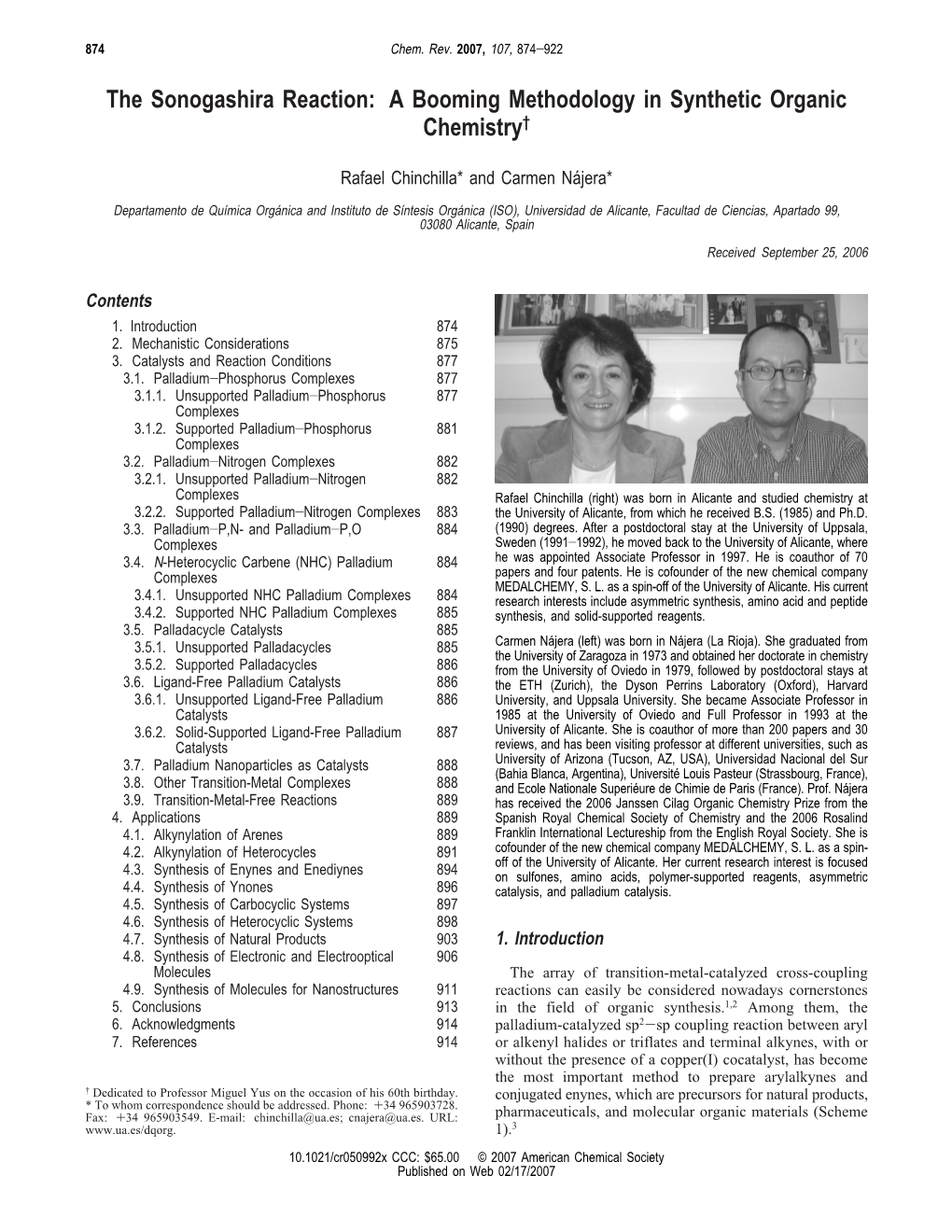 The Sonogashira Reaction: a Booming Methodology in Synthetic Organic Chemistry†