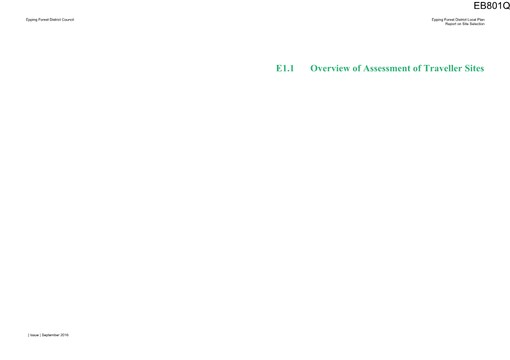 E1.1 Overview of Assessment of Traveller Sites EB801Q