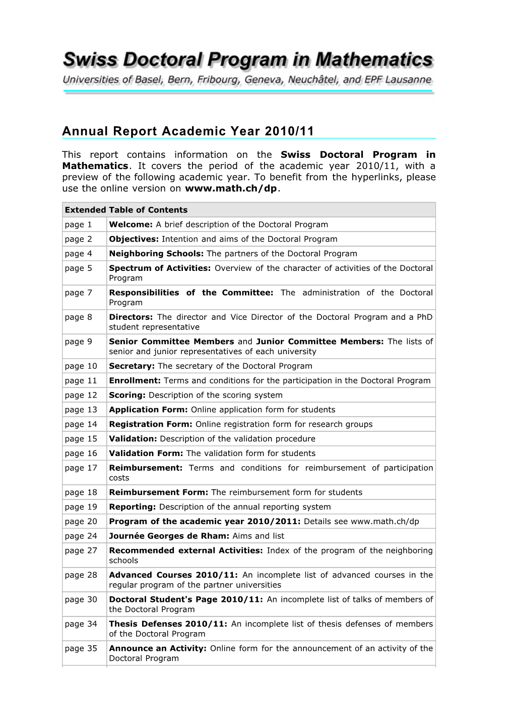 Annual Report Academic Year 2010/11