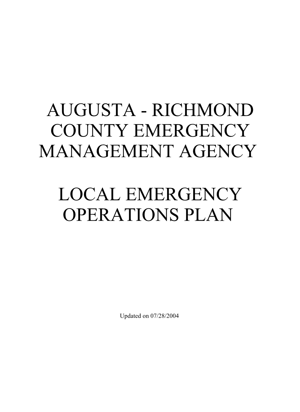 Augusta - Richmond County Emergency Management Agency