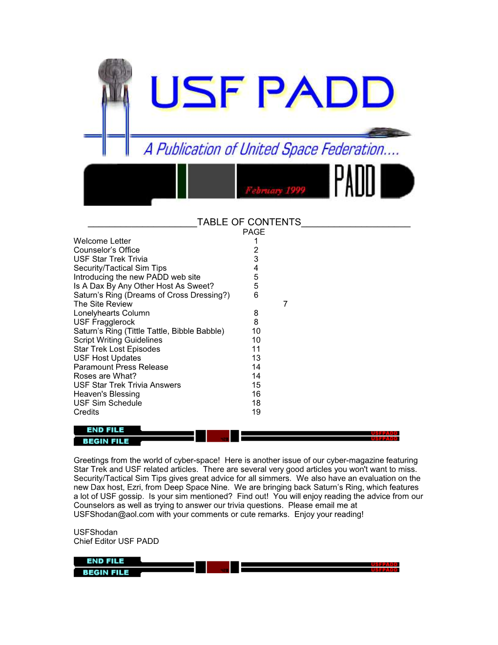 Table of Contents