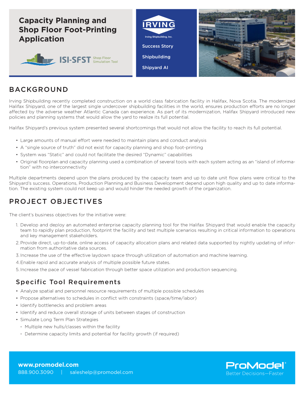 Irving Shipbuilding Capacity Planning and Shop Floor Foot-Printing