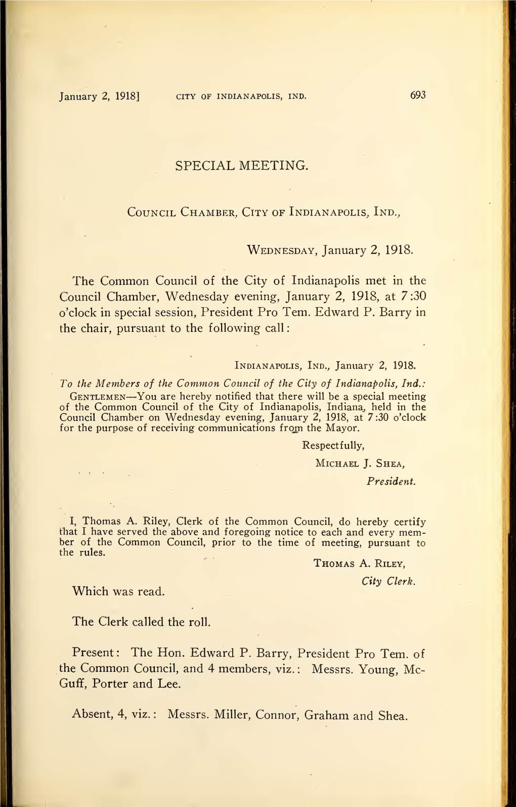 Journal of the Common Council of the City of Indianapolis, Indiana From