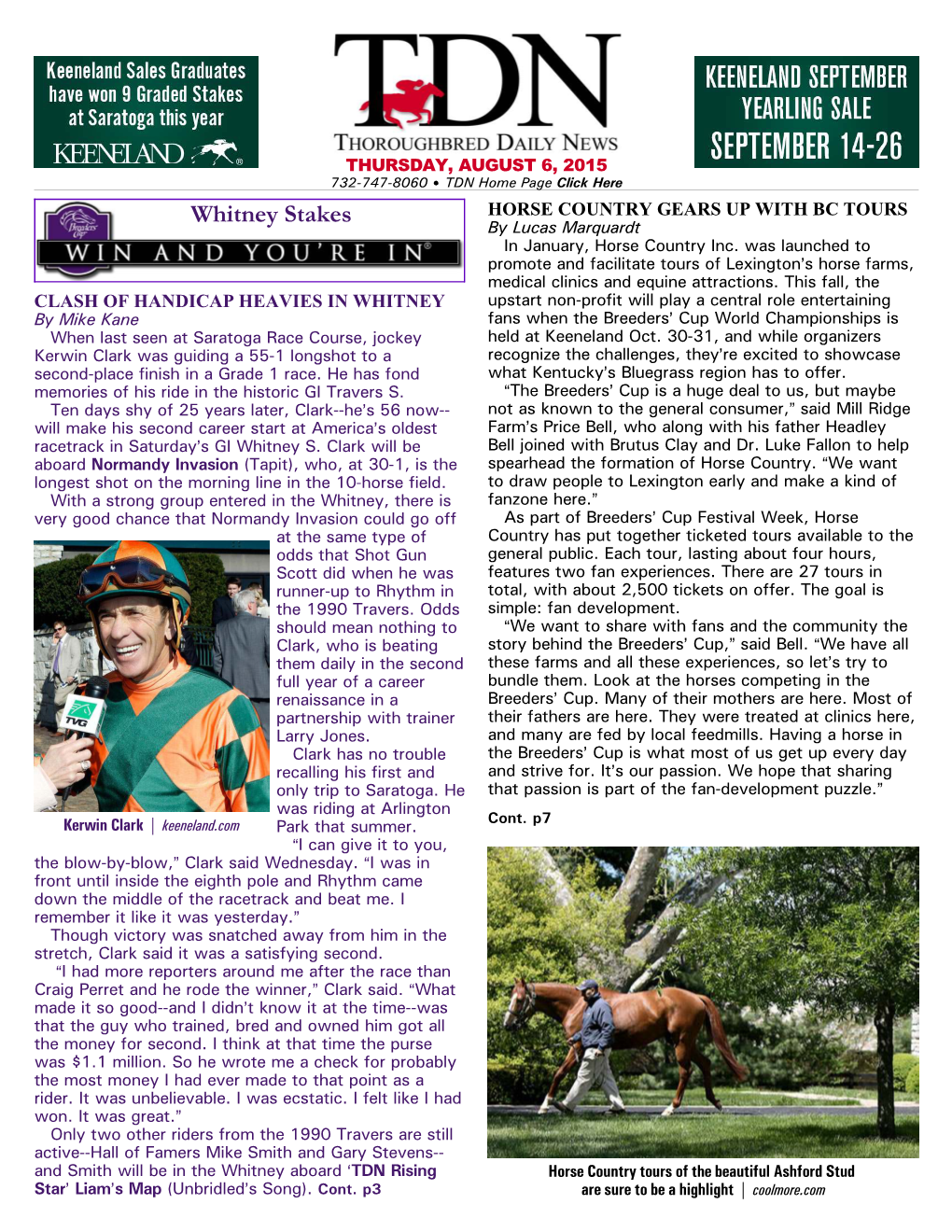 Whitney Stakes by Lucas Marquardt in January, Horse Country Inc