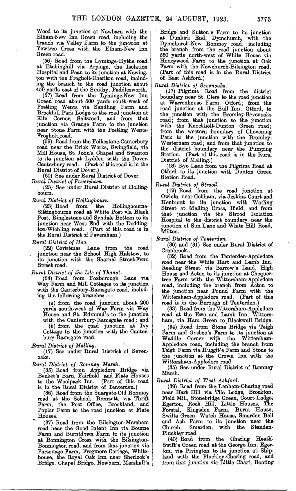 The London Gazette, 24 August, 1923. 5773