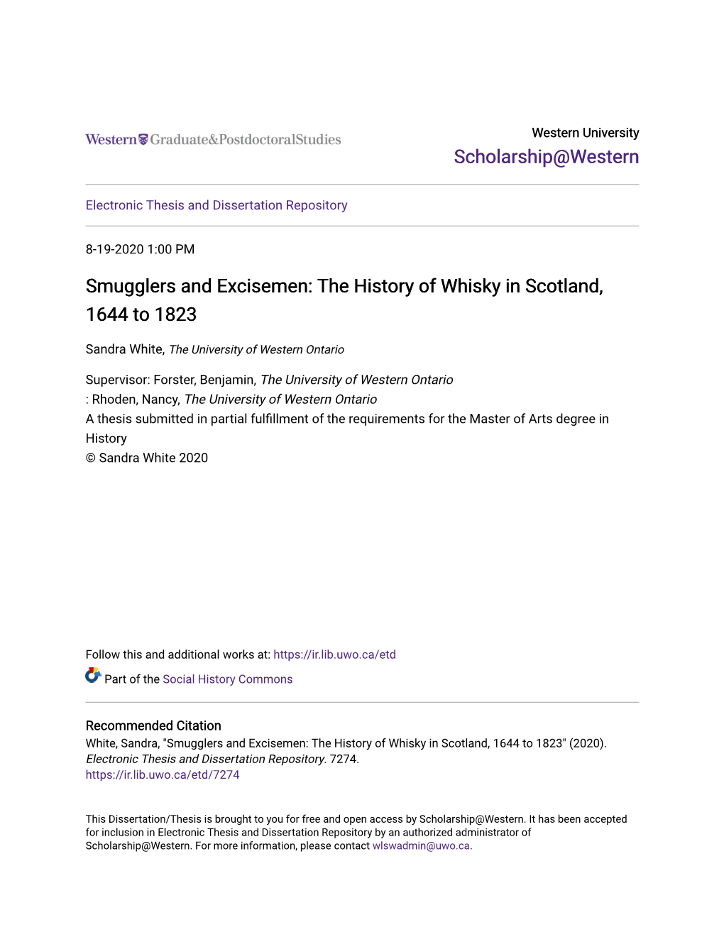 The History of Whisky in Scotland, 1644 to 1823