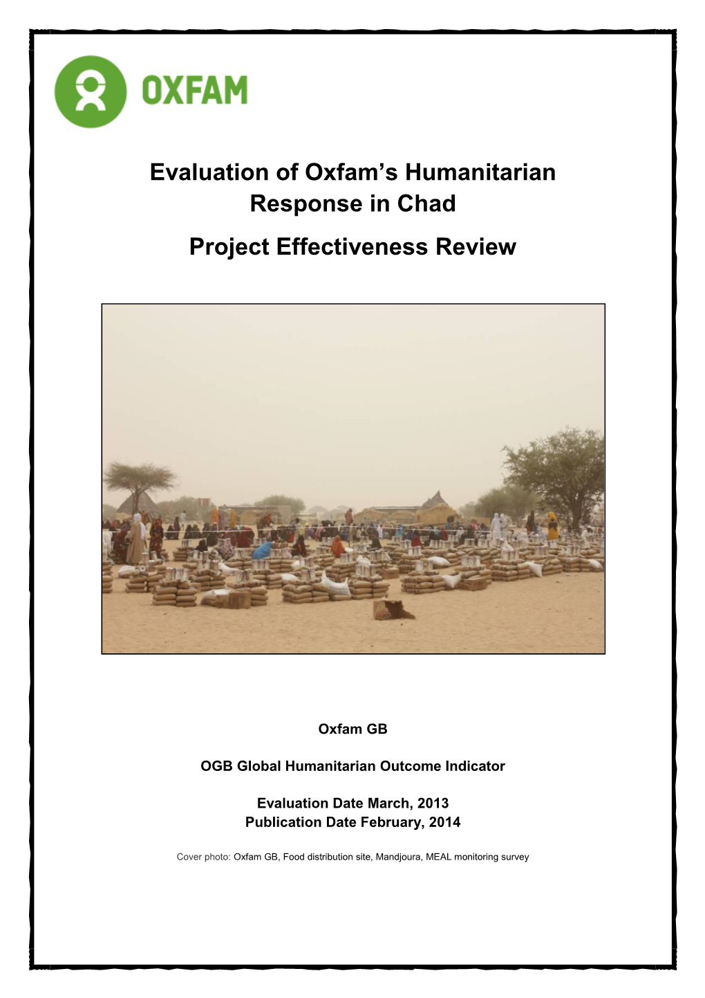Evaluation of Oxfam's Humanitarian Response in Chad
