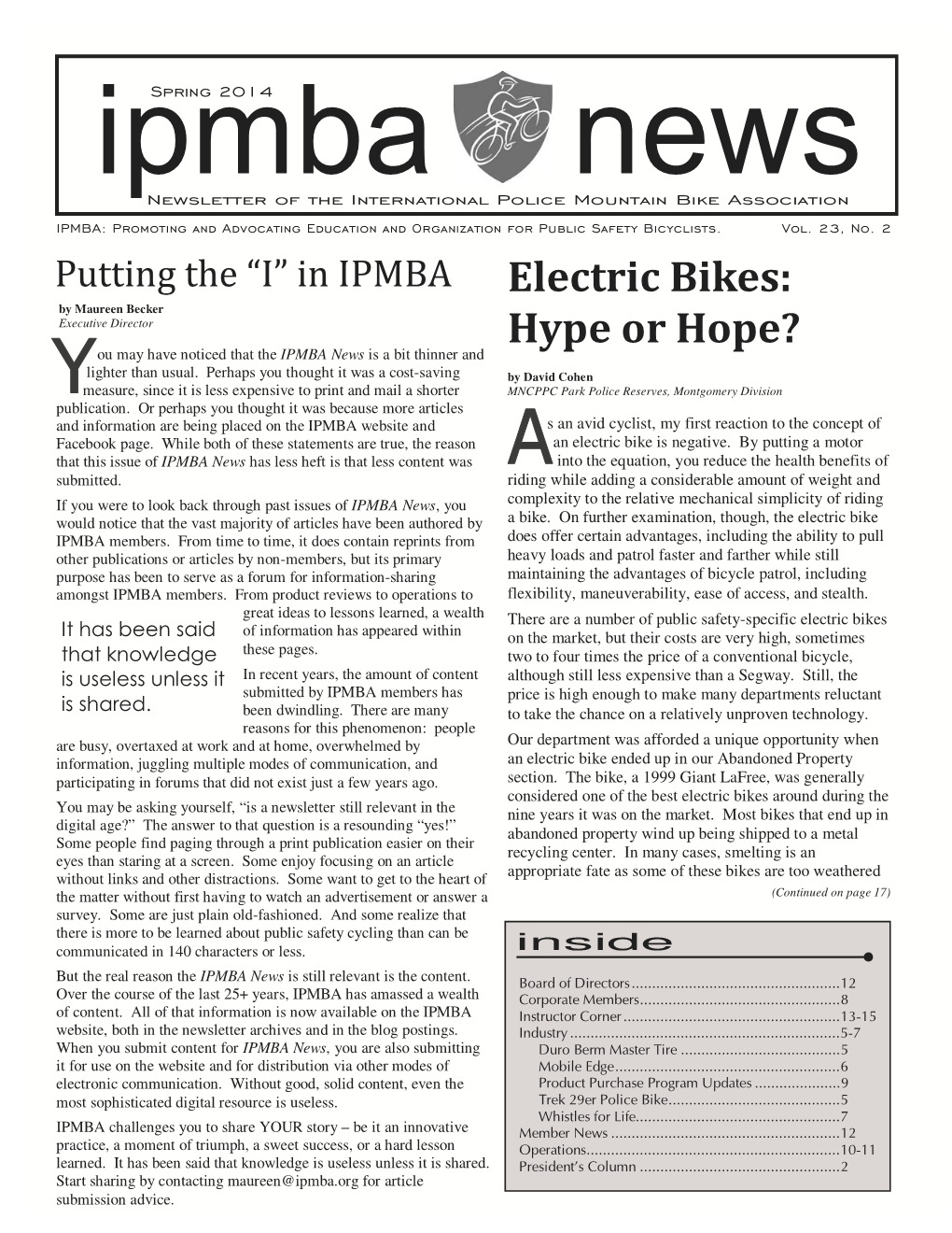 IPMBA News Spring 2014V7 for Pdf'ing for Website