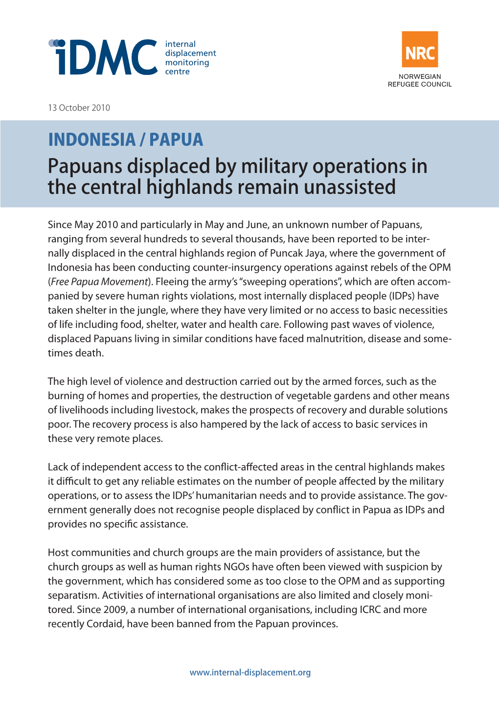 Papuans Displaced by Military Operations in the Central Highlands Remain Unassisted