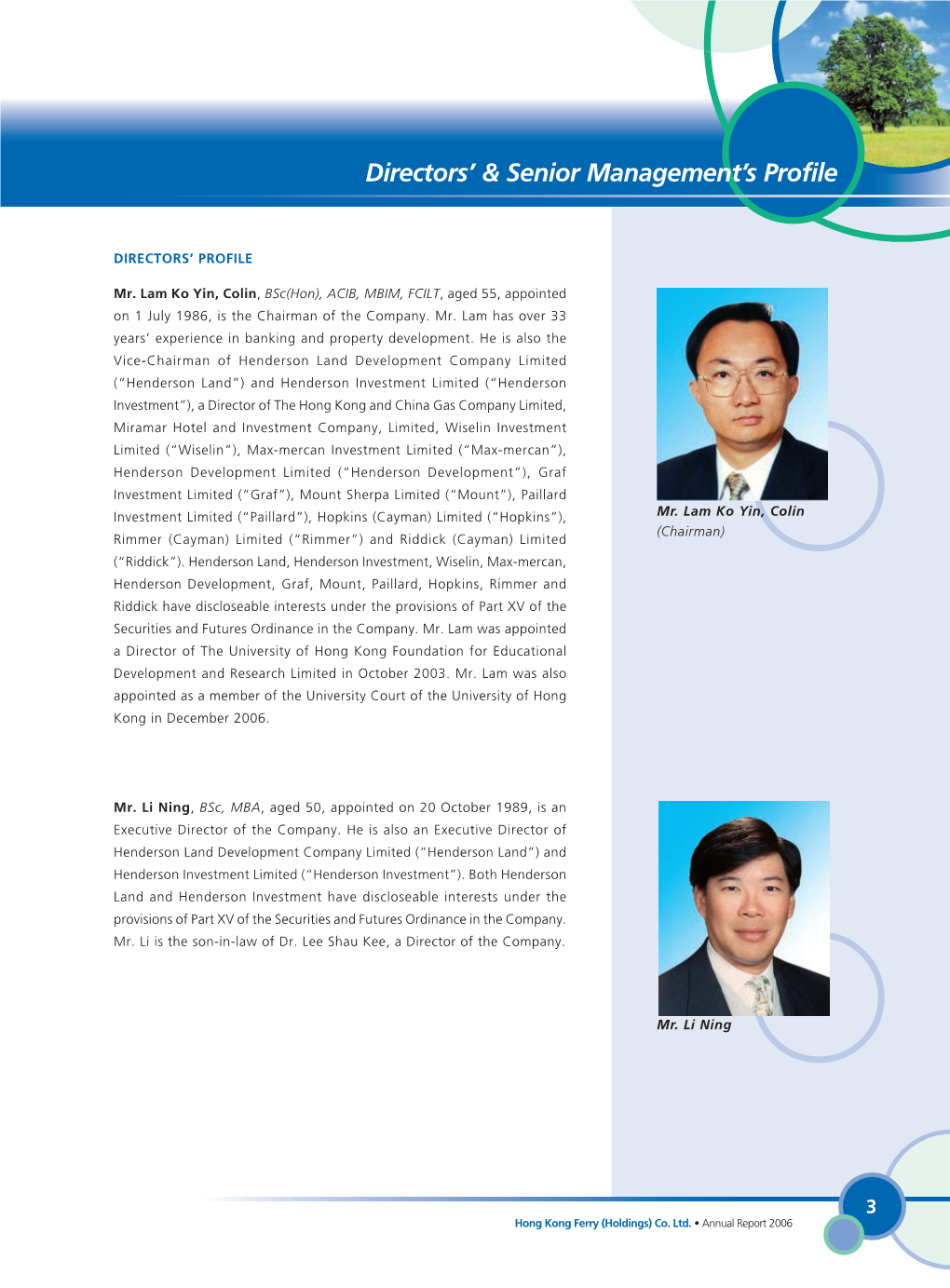 Directors' & Senior Management's Profile