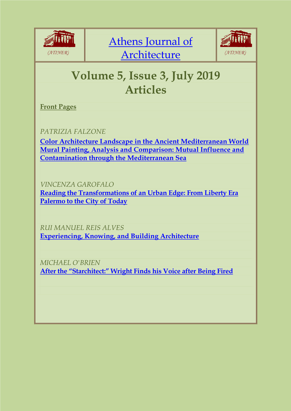 Volume 5, Issue 3, July 2019 Articles