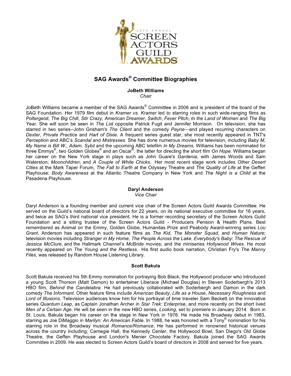 SAG Awards® Committee Biographies