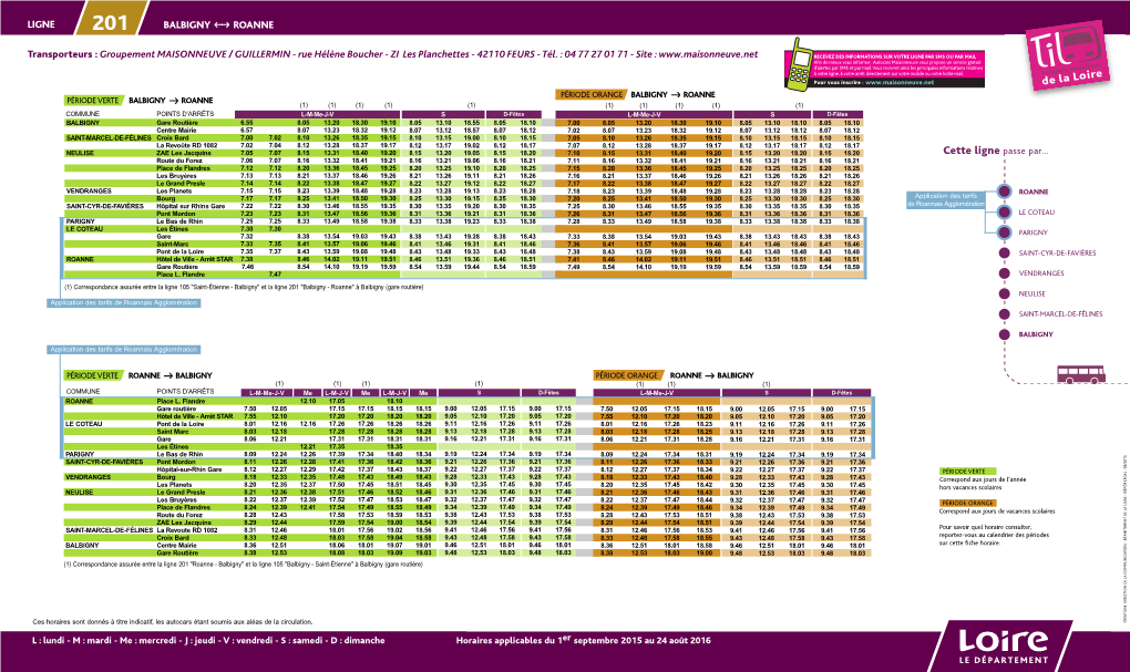 Ligne 201 Balbigny Roanne