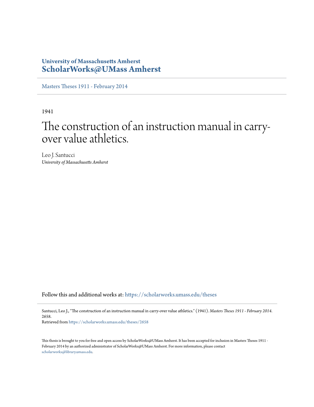 The Construction of an Instruction Manual in Carry-Over Value Athletics